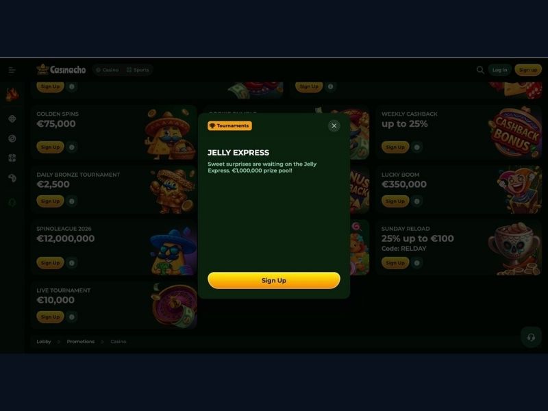 Navigazione dei titoli qualificanti e primo torneo su Casinacho Casino per l'Italia